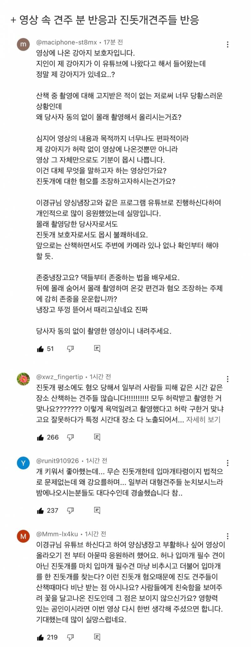 진돗개 견주 분 몰카찍어서 입마개 운운한 이경규 유튜브 방송 | 인스티즈