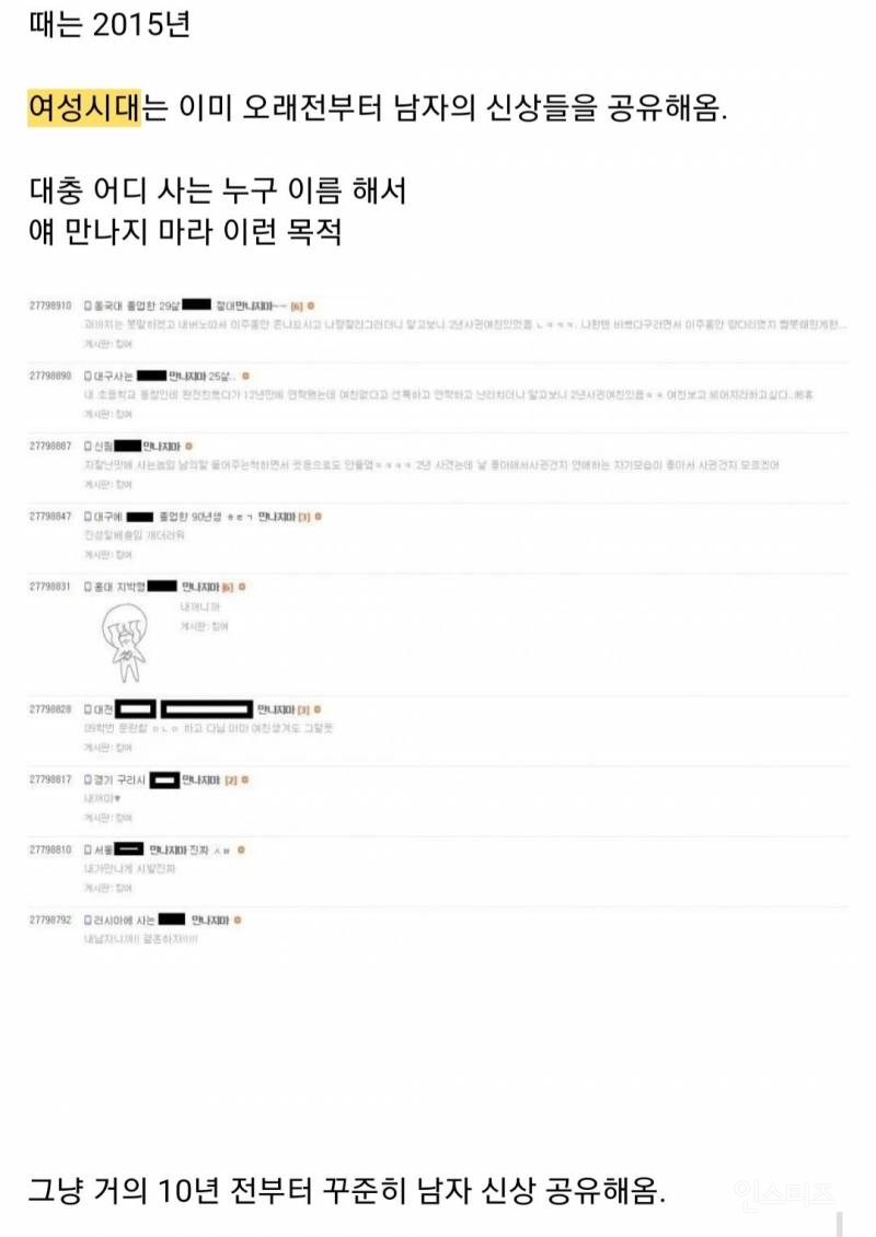 [단독] 84만 커뮤니티서 '여성판 N번방' 남성 실물사진, 나체사진 올리고 성희롱 | 인스티즈