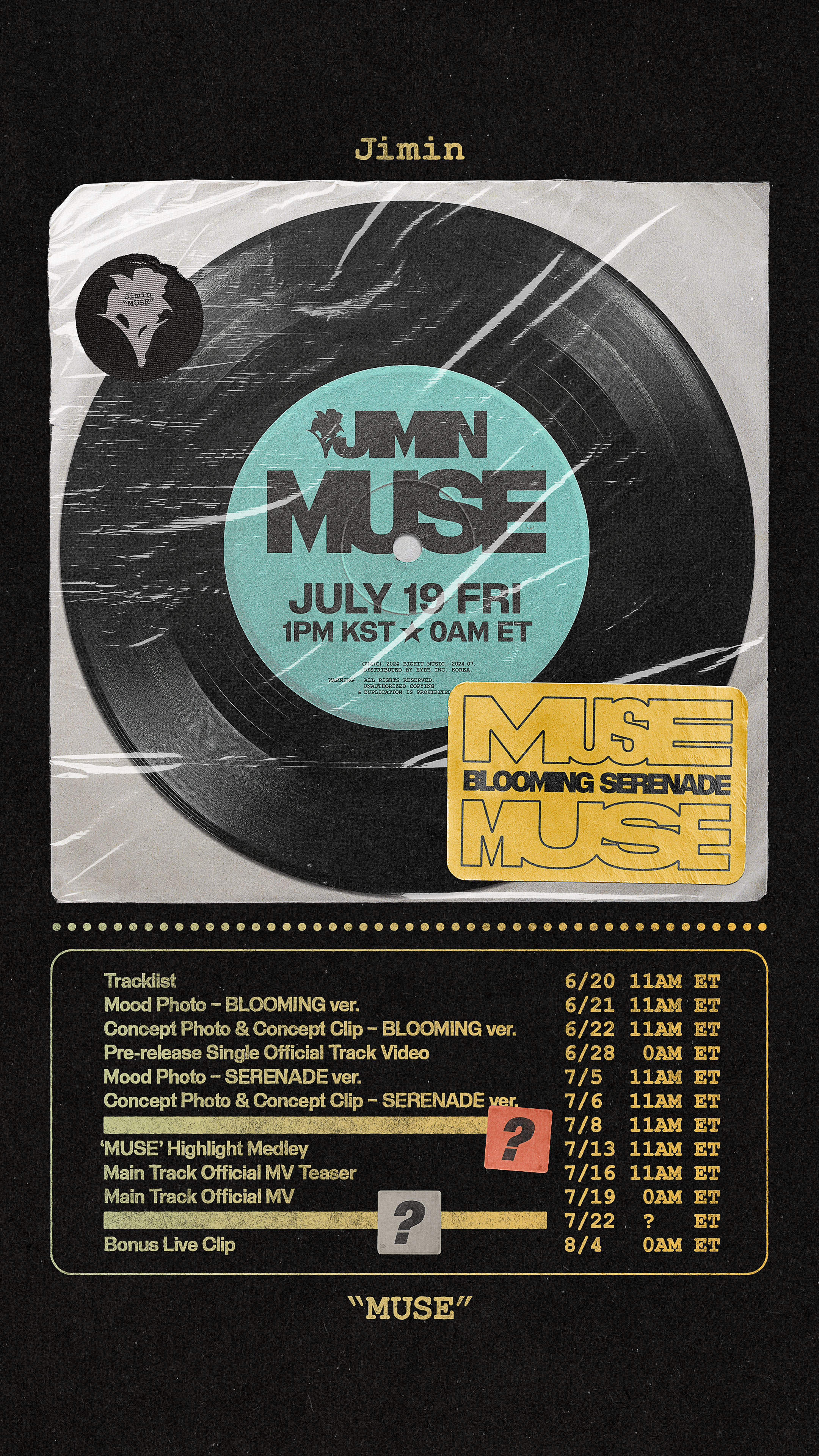 [정보/소식] 방탄 지민 'MUSE' Promotion Schedule | 인스티즈