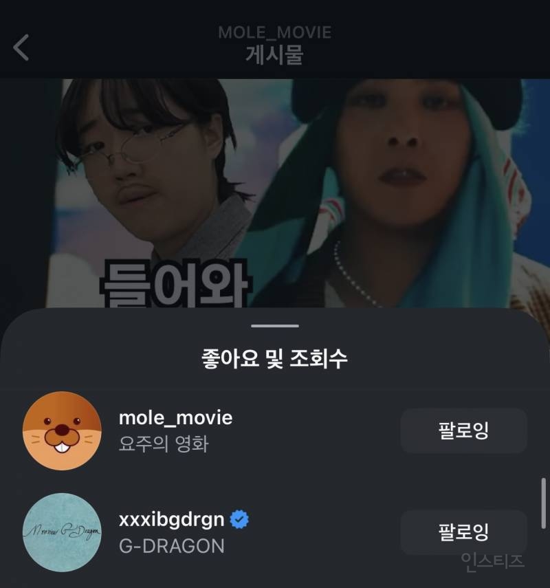 보자마자 이건 지디가 좋아요 누르겠다 싶었던 릴스 | 인스티즈