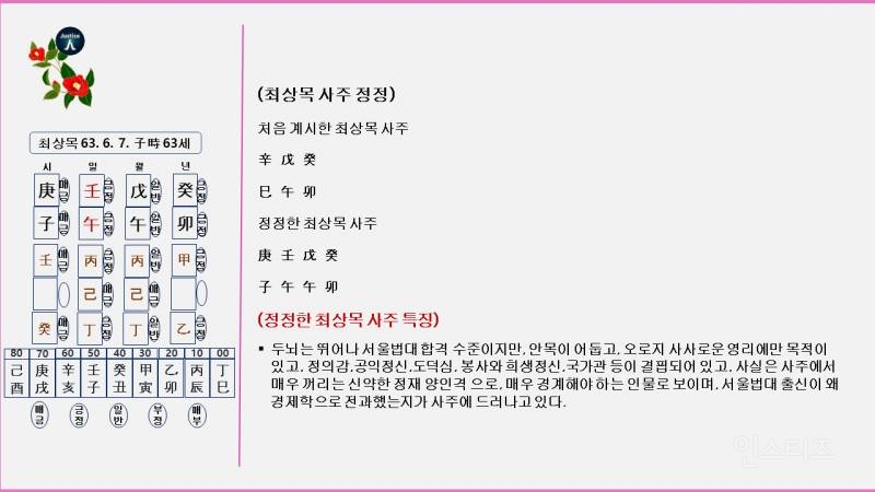 정정한 최상목 사주 | 인스티즈