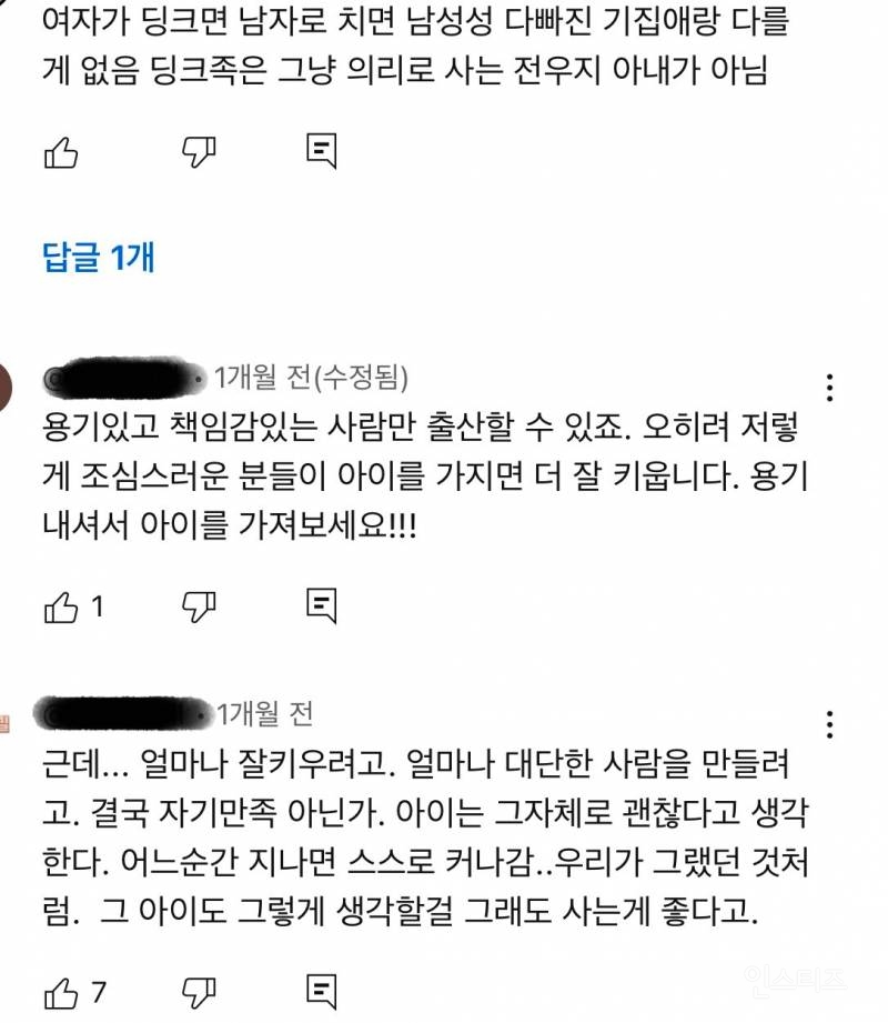 자연스럽게 딩크가 됐다는 김이나 영상에 달린 댓글들 | 인스티즈