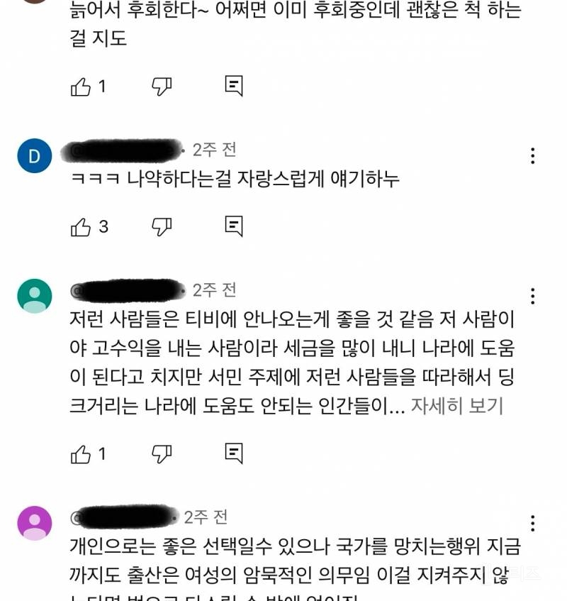 자연스럽게 딩크가 됐다는 김이나 영상에 달린 댓글들 | 인스티즈