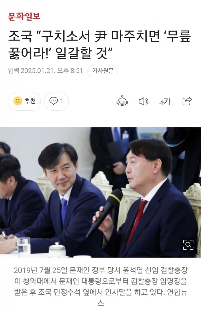 [정보/소식] "조국 구치소에서 윤석열 만나면 신고식 할것" | 인스티즈