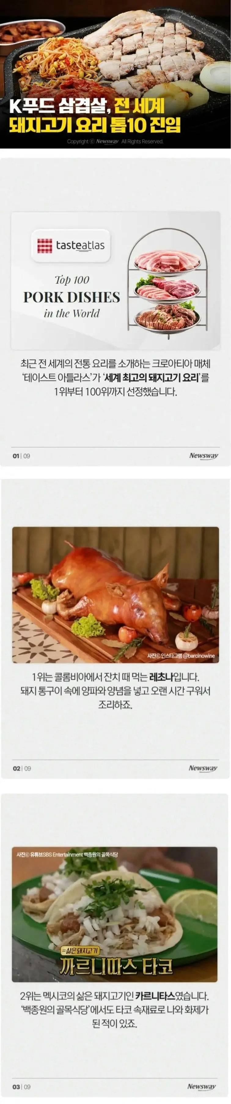 전 세계 돼지요리 top 10 진입한 삼겹살. jpg | 인스티즈