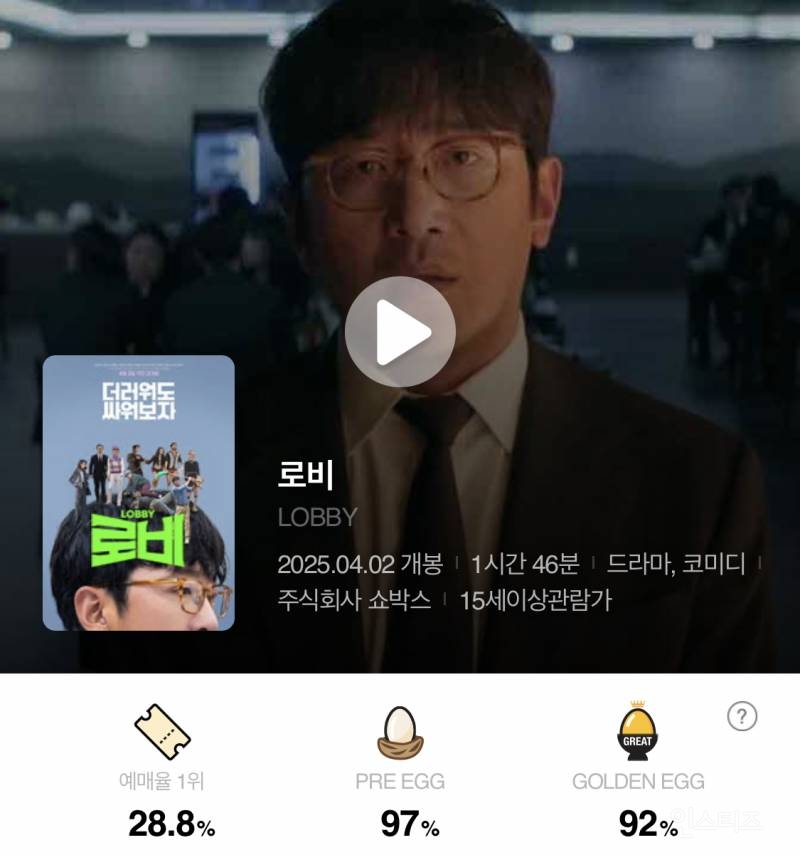오늘 개봉한 &lt;로비&gt; 에그지수 | 인스티즈