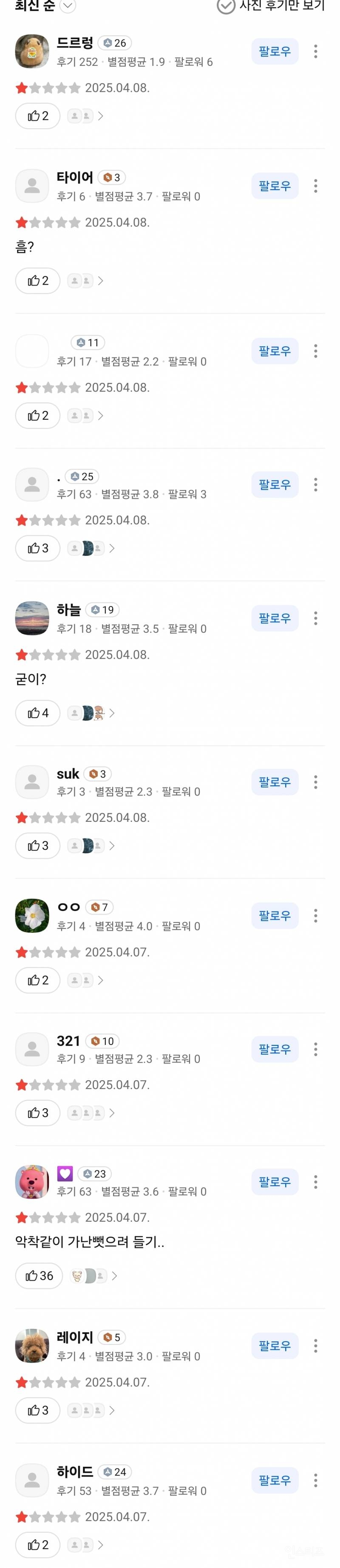 초록글 트페미들에게 공격받은 카페 평점 근황 | 인스티즈