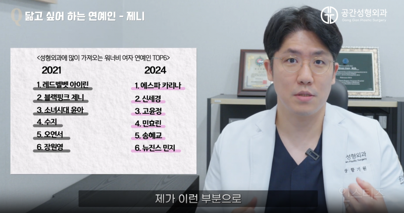  성형외과에 많이 가져오는 여자 연예인 순위