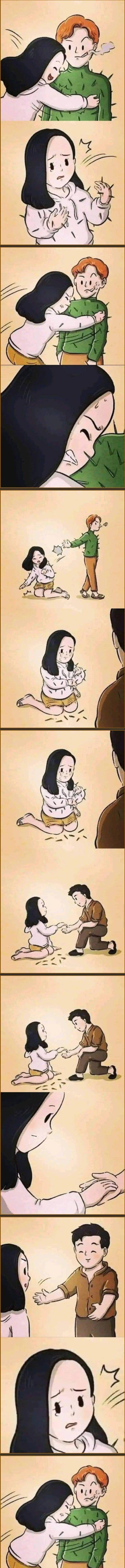  나쁜남자와 착한남자를 표현한 삽화