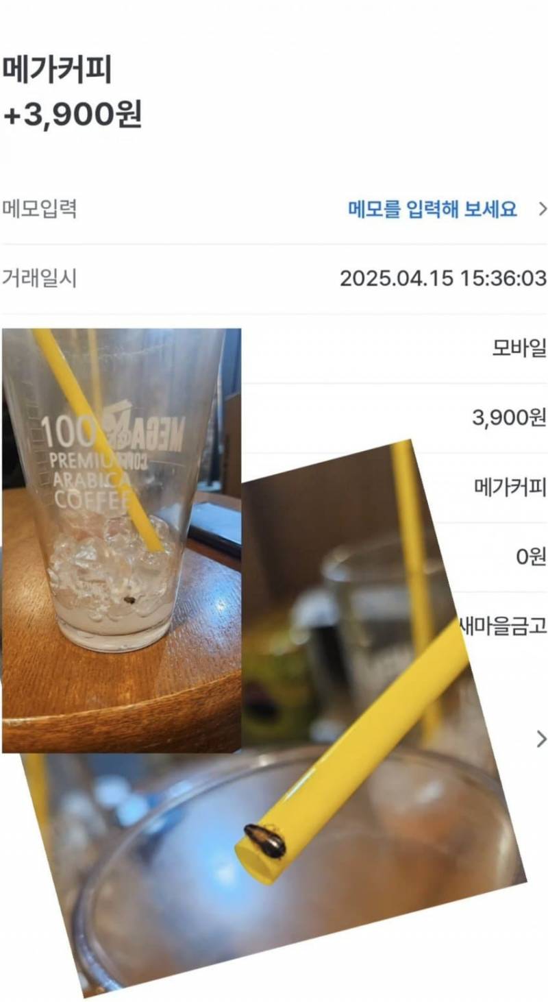  커피에서 바퀴벌레 나온 메가커피.....ㅎㅇㅈㅇ9