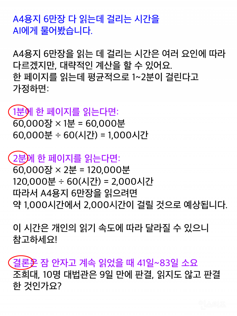 챗GPT에게 6만장 소송기록 몇시간 걸리냐고 물었는데 | 인스티즈