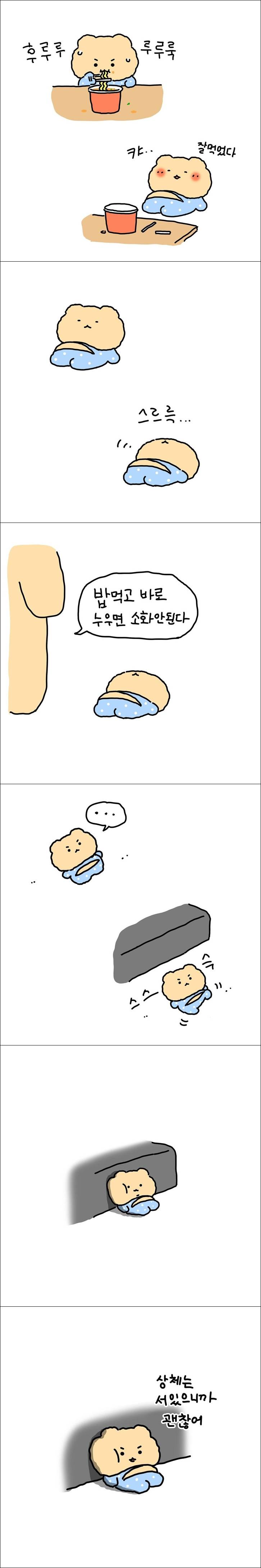  밥 먹고 바로 누우면 소화 안 된다는 엄마.jpg