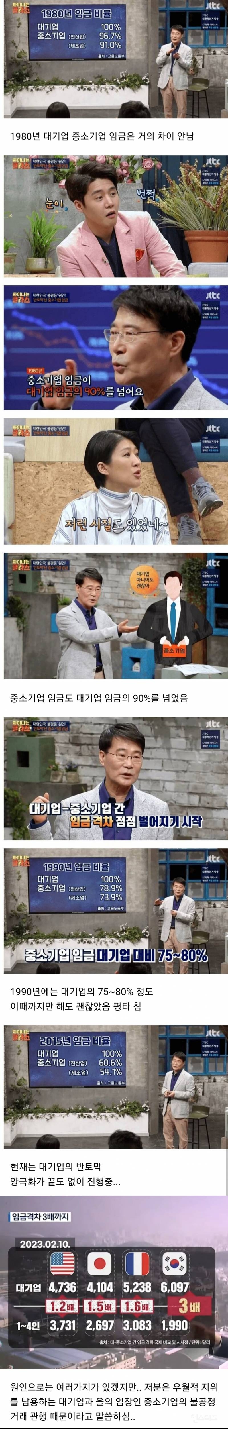  한국은 원래 대기업&amp;중소기업 임금차 거의 안 났었음2