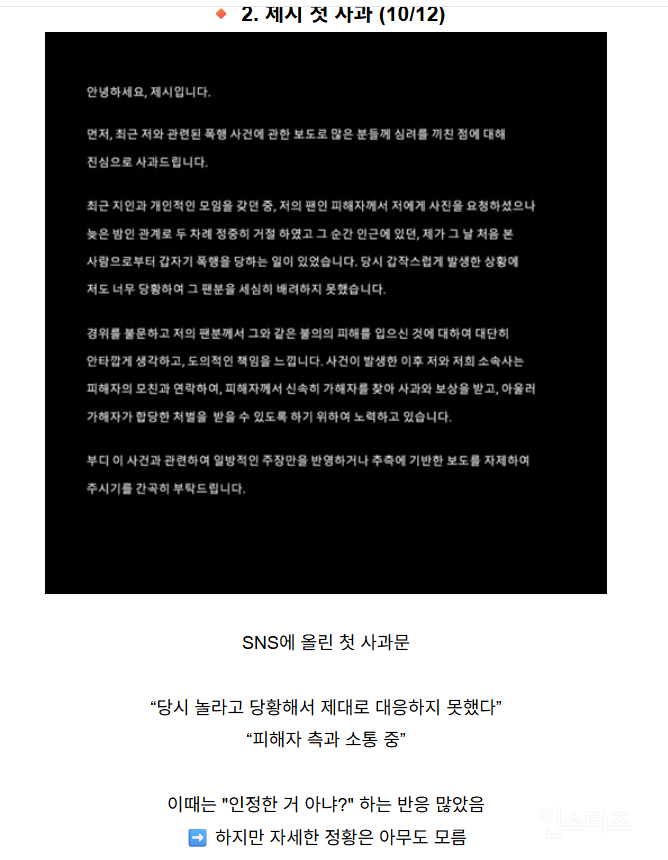 [정리글] 제시 팬 폭행 사건 연루, 알고 보니 반전 가득한 타임라인.txt | 인스티즈