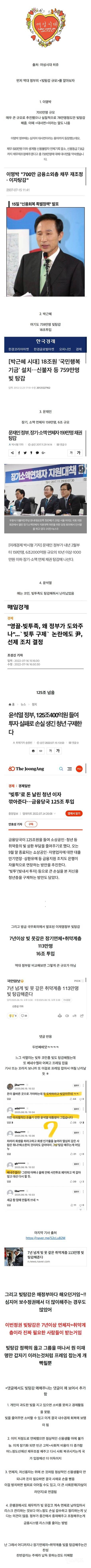  새로 파묘된 역대 정부들의 빚탕감 규모1