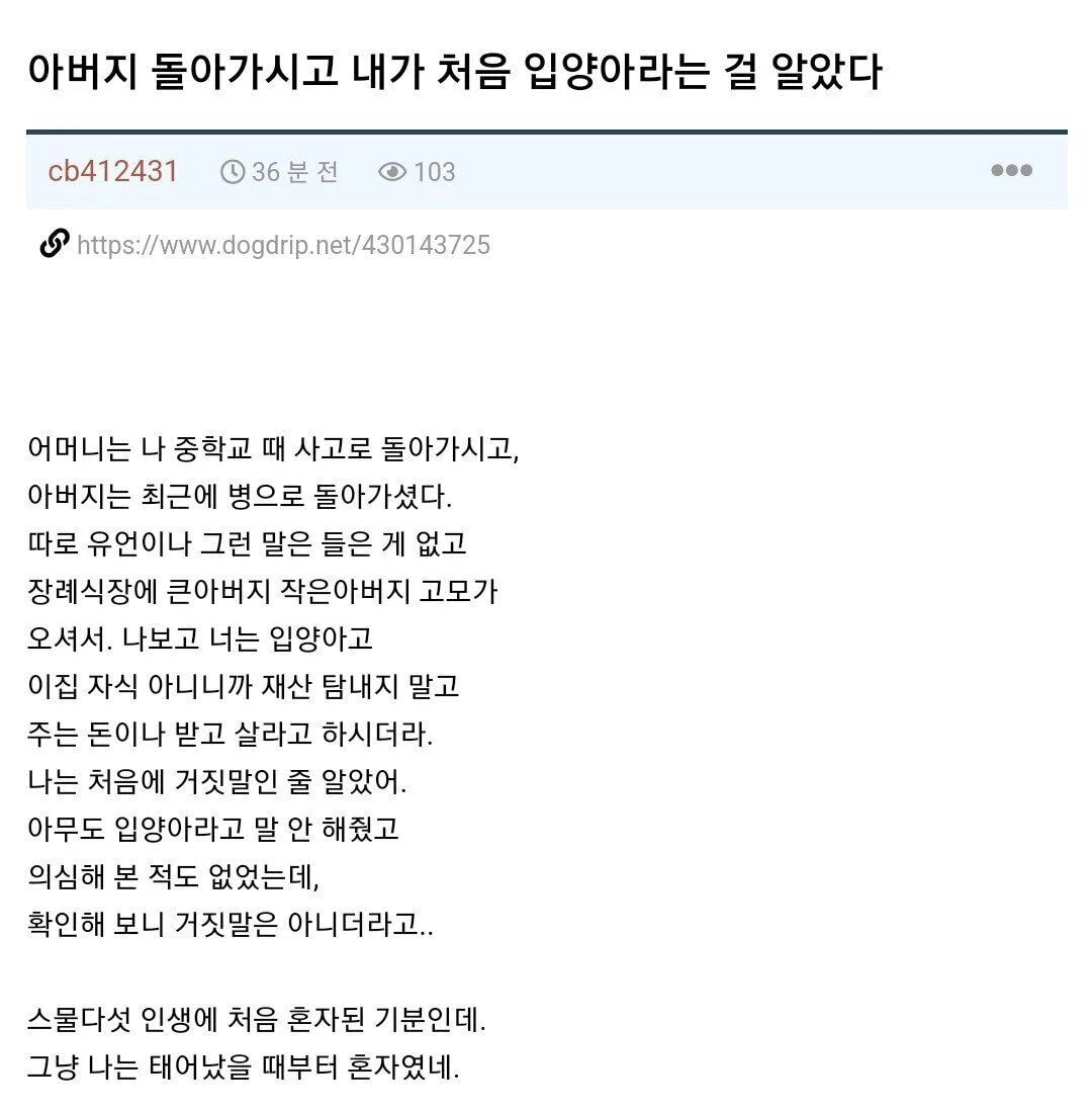 25살에 입양된 사실을 알게된 사람2