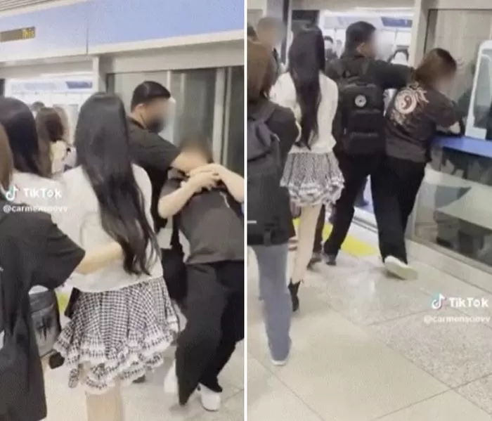 아이돌과 부딪힌 시민 얼굴 '팔꿈치'로 가격한 '하츠투하츠' 경호원 (영상) | 인스티즈