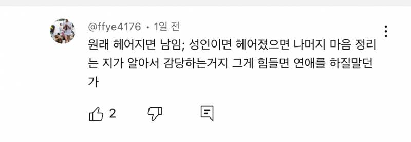 [이별] 헤어지고 바로 남 되는거에 상처받는다는 댓글에 달린 답글인데 이거보고 정신차린듯 | 인스티즈