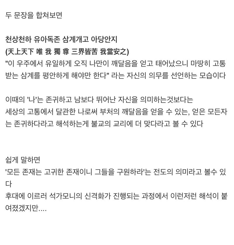 석가모니가 말했던 '천상천하 유아독존'의 의미 | 인스티즈