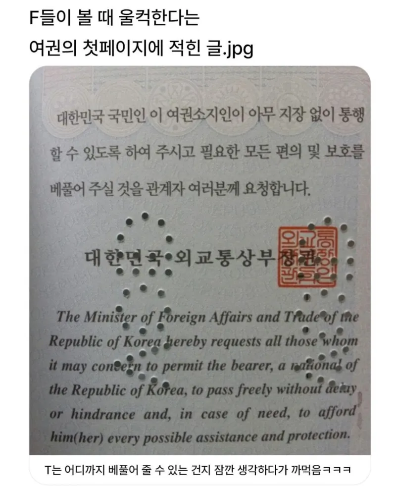 F들은 울컥하는 대한민국 여권 | 인스티즈