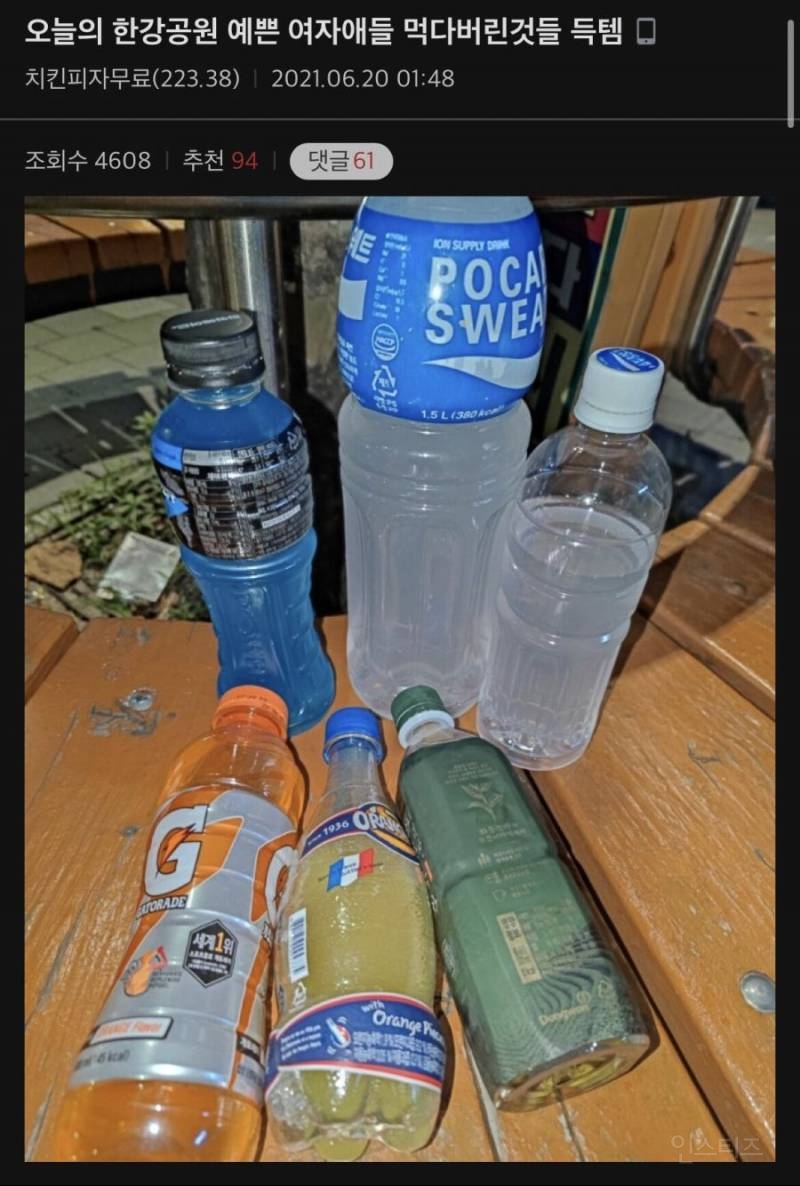 한강에서 예쁜 여자가 남긴 음식 주워먹는다는 ㄷㅅ인(a.k.a 바퀴벌레인간) | 인스티즈