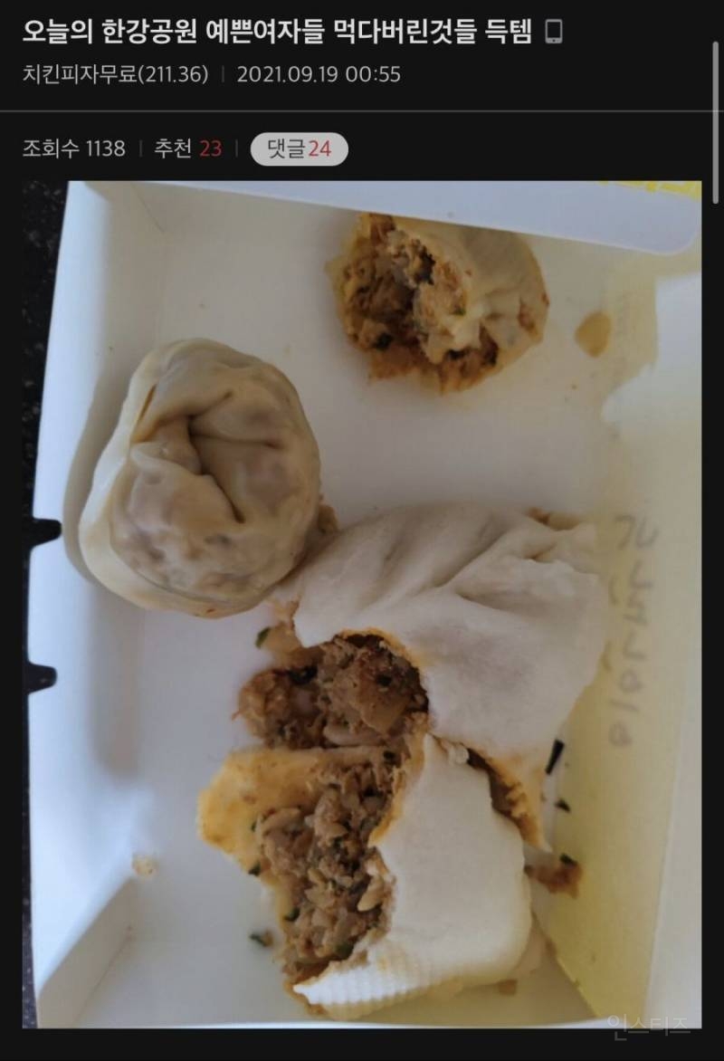 한강에서 예쁜 여자가 남긴 음식 주워먹는다는 ㄷㅅ인(a.k.a 바퀴벌레인간) | 인스티즈