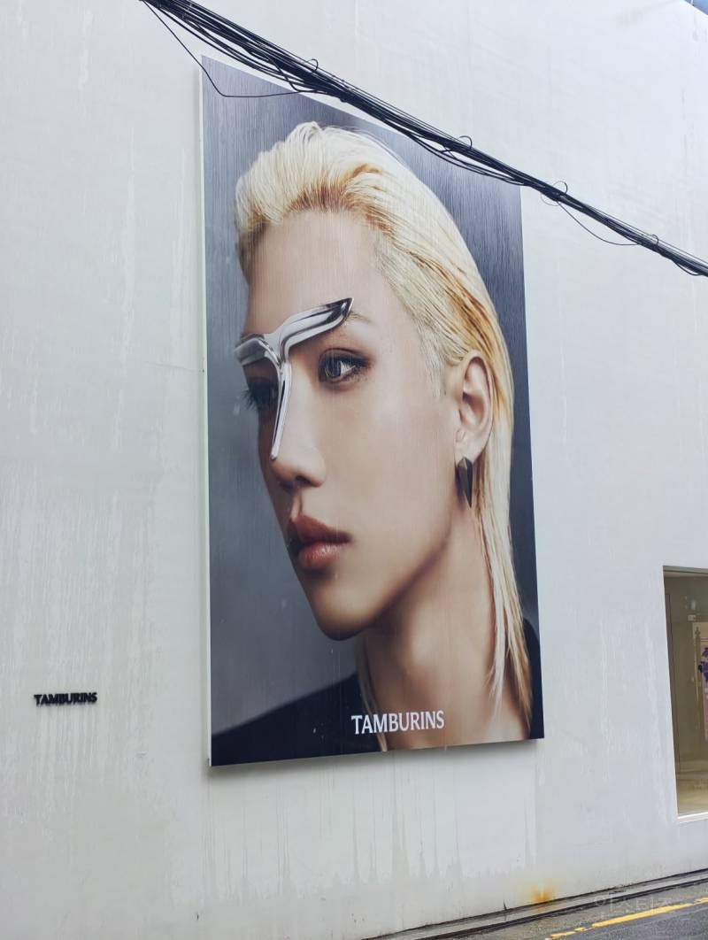 인증샷 성지 가로수길 탬버린즈 외벽에 걸린 필릭스.JPG | 인스티즈