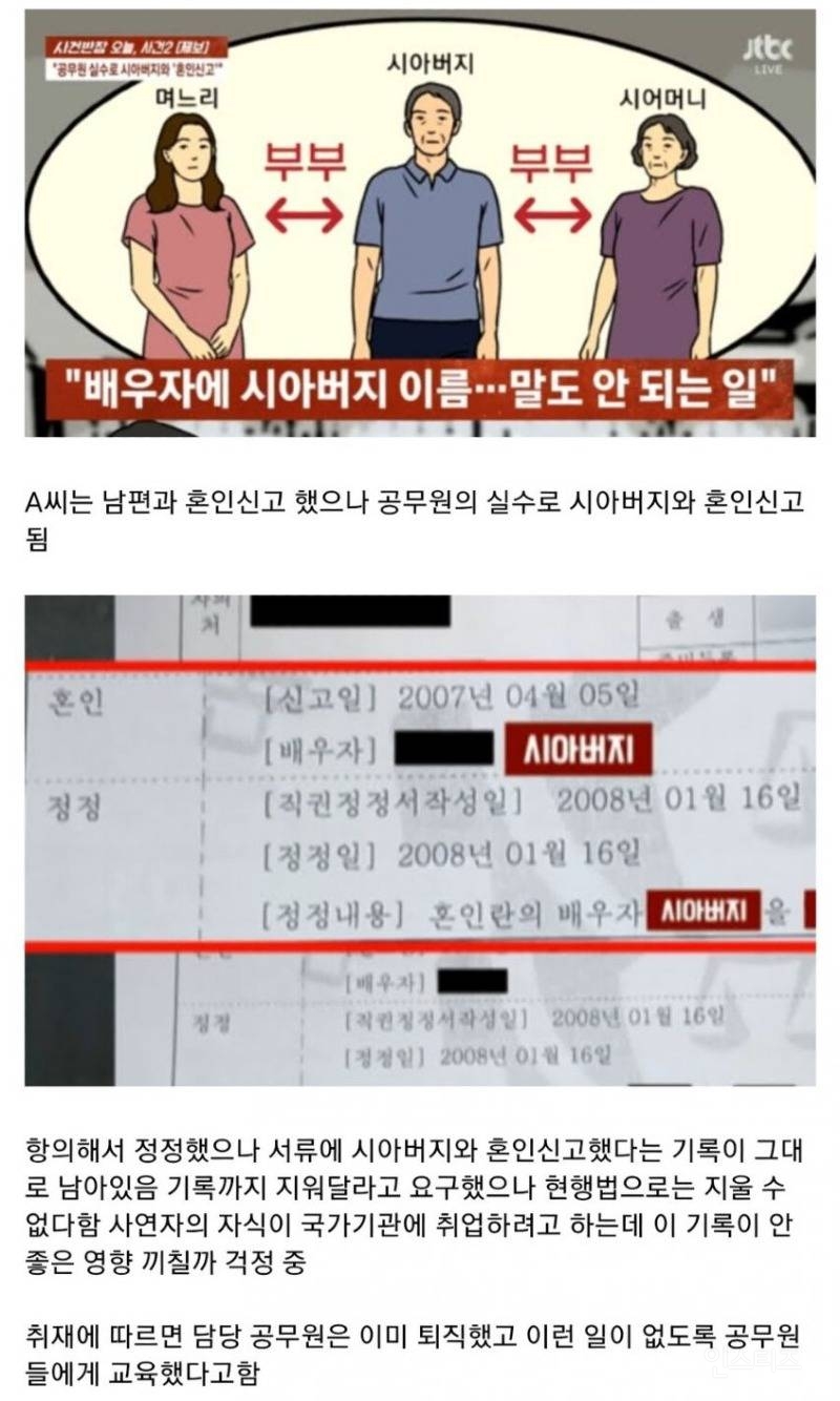 시아버지와 혼인신고된 며느리 | 인스티즈