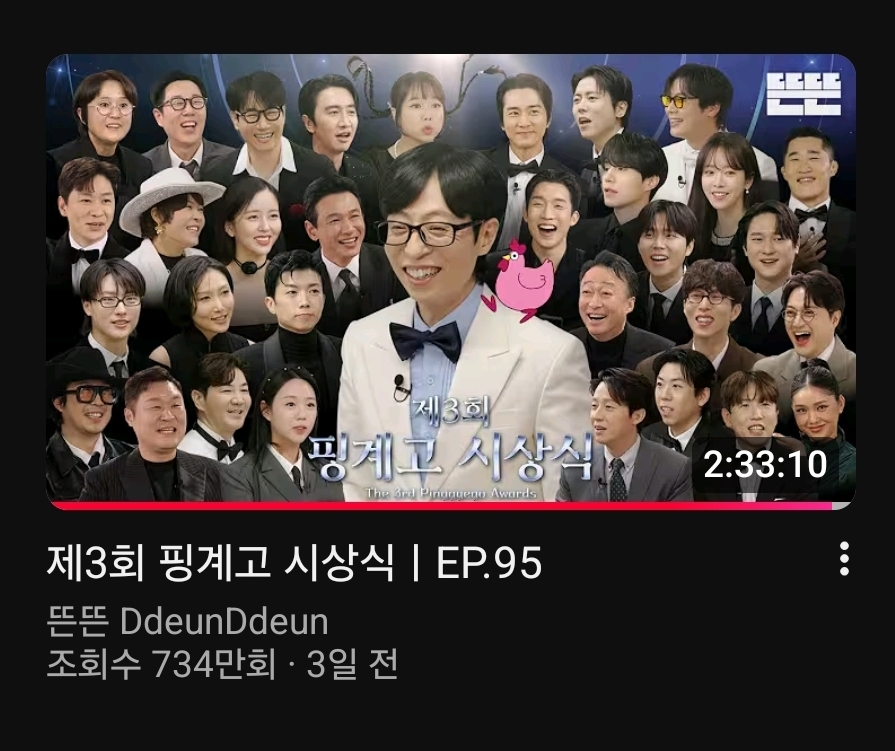 [잡담] 미쳤다 핑계고 시상식 조회수 개터짐 | 인스티즈