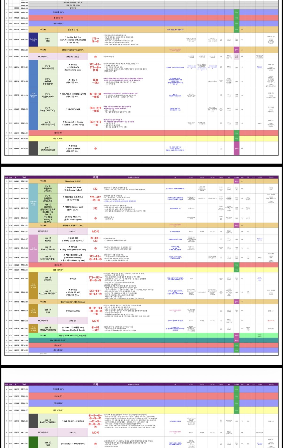 [잡담] 전출연진 가요대전 큐시트 ㅅㅍㅈㅇ | 인스티즈