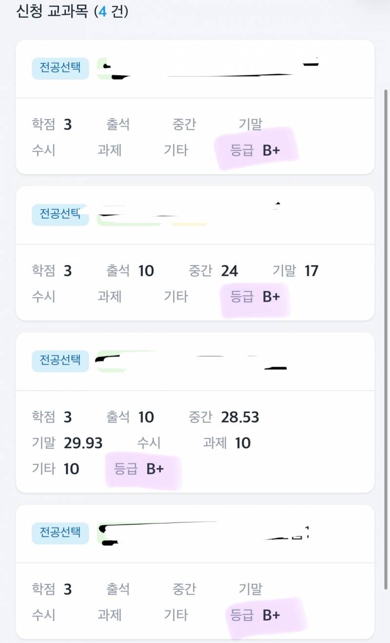 [잡담] 모든과목이 B+일 확률은?? | 인스티즈