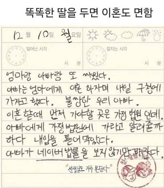 똑똑한 딸을 두면 이혼도 면함 | 인스티즈