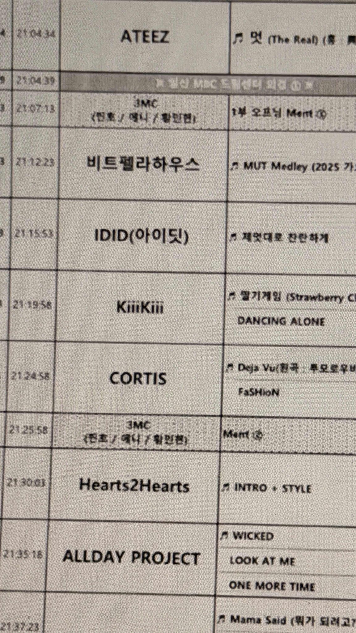 [잡담] 2025 가요대제전 큐시트 | 인스티즈