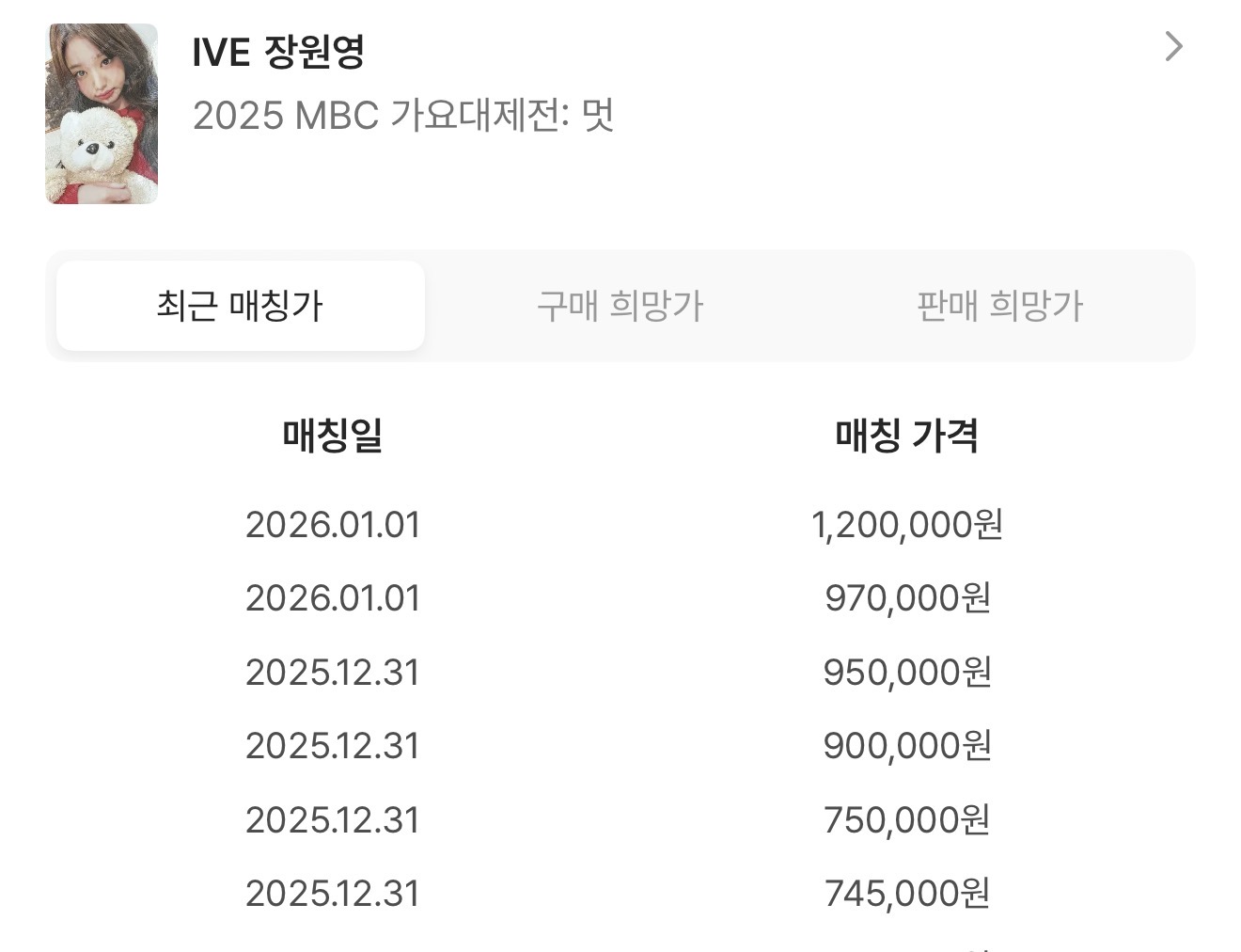 [마플] 와 원영이 가요대제전 포카 이뻐서 매물 찾아봤는데 | 인스티즈