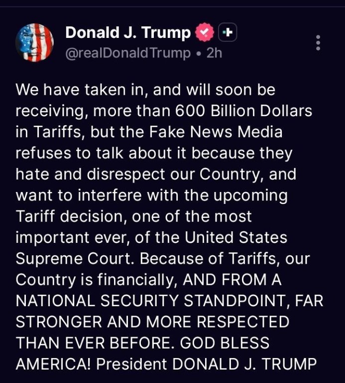 [잡담] 트럼프: 우리는 관세로 6천억 달러 이상을 받았고, 곧 더 받게 될 것입니다 | 인스티즈