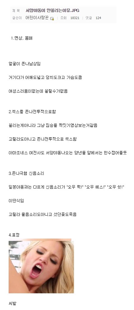 서양야동이 안꼴리는 이유 | 인스티즈