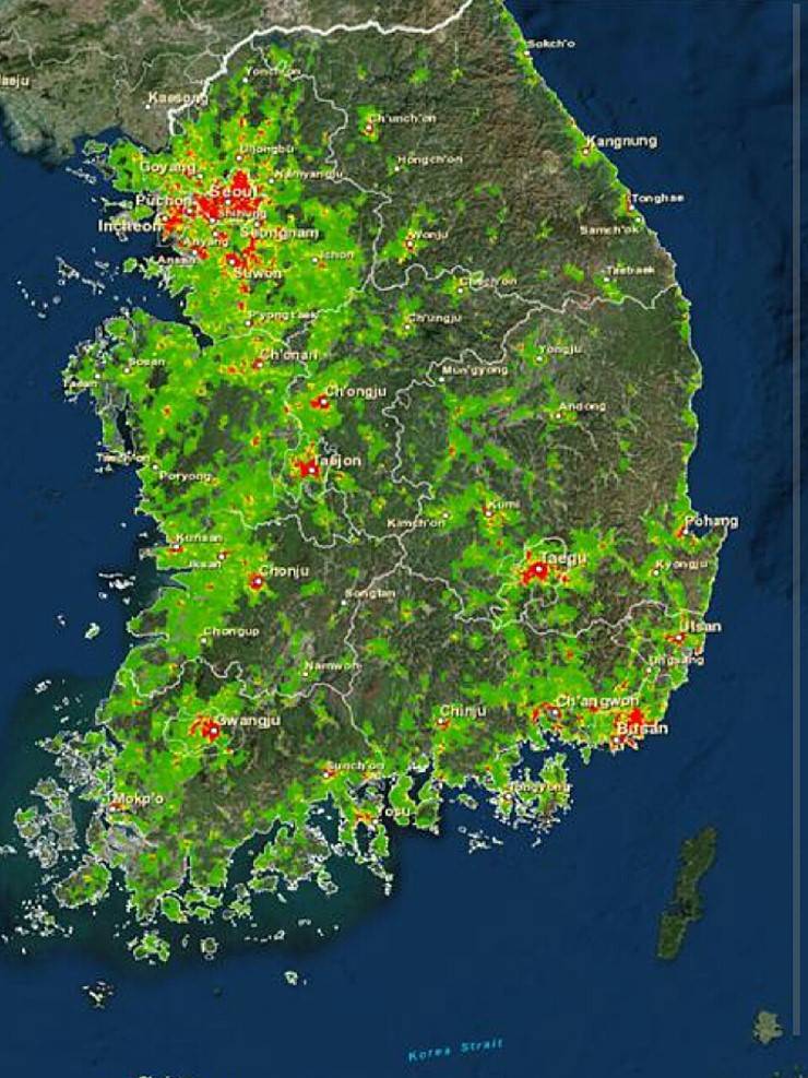 한눈에보는 대한민국 인구밀도 | 인스티즈