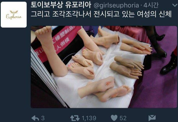 조각조각나서 전시되고있는 여성의 신체 오나홀 | 인스티즈