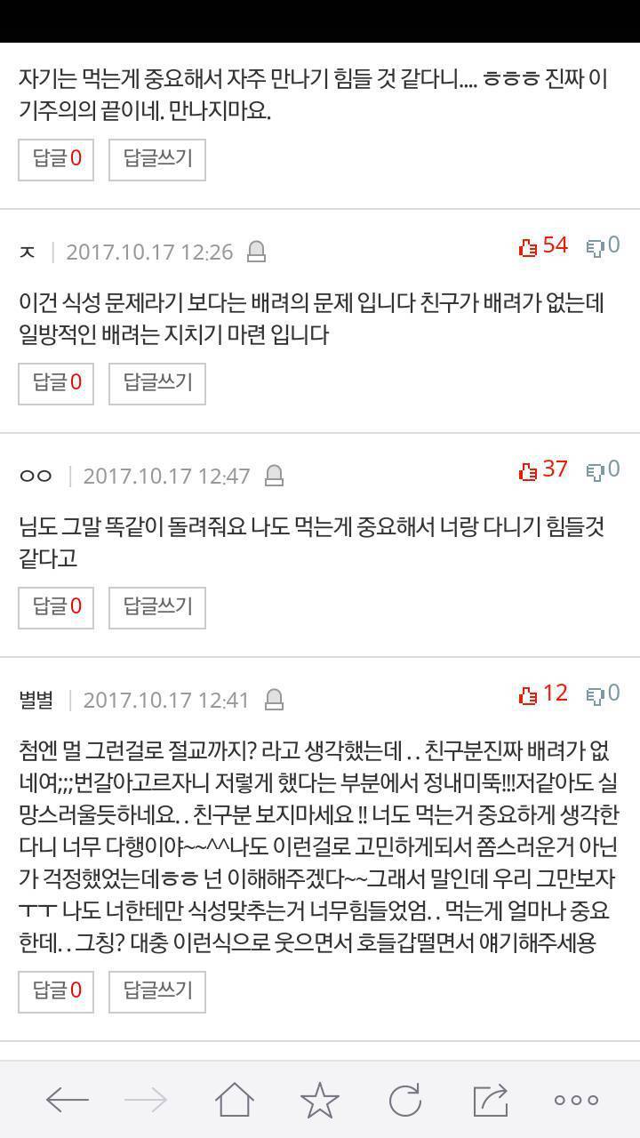 친구가 식성을 안맞춰줘서 절교하고 싶어요 | 인스티즈