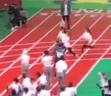 아육대 계주 중 넘어지는 우주소녀 보나와 오마이걸 미미.gif | 인스티즈