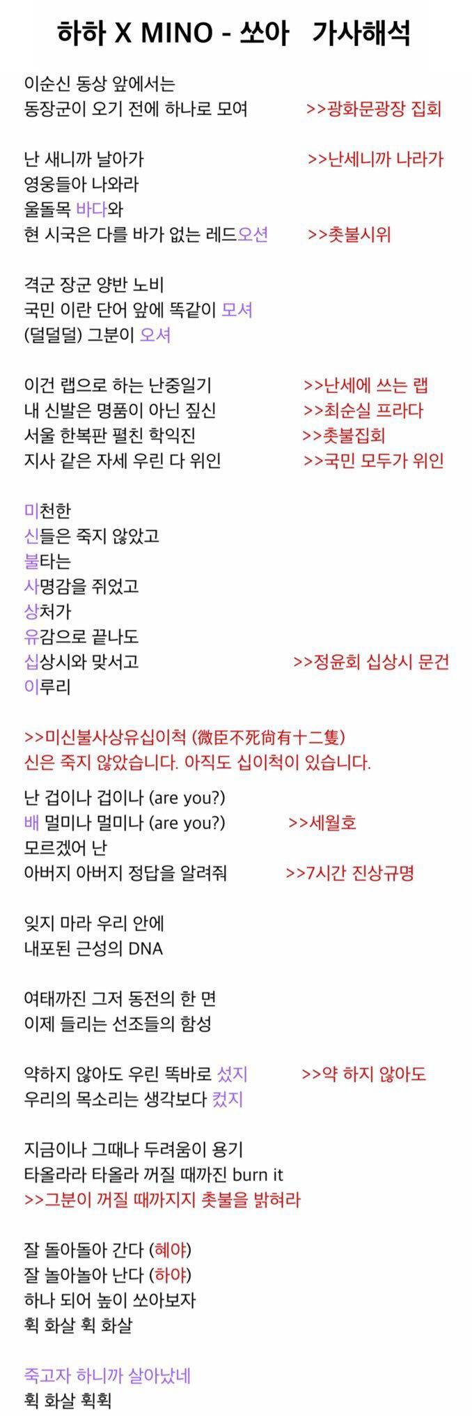 송민호x하하 쏘아 가사 해석(좀 더 자세한거) | 인스티즈