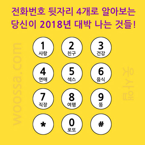전화번호 뒷자리로 알아보는 2018년에 대박나는 것들 | 인스티즈