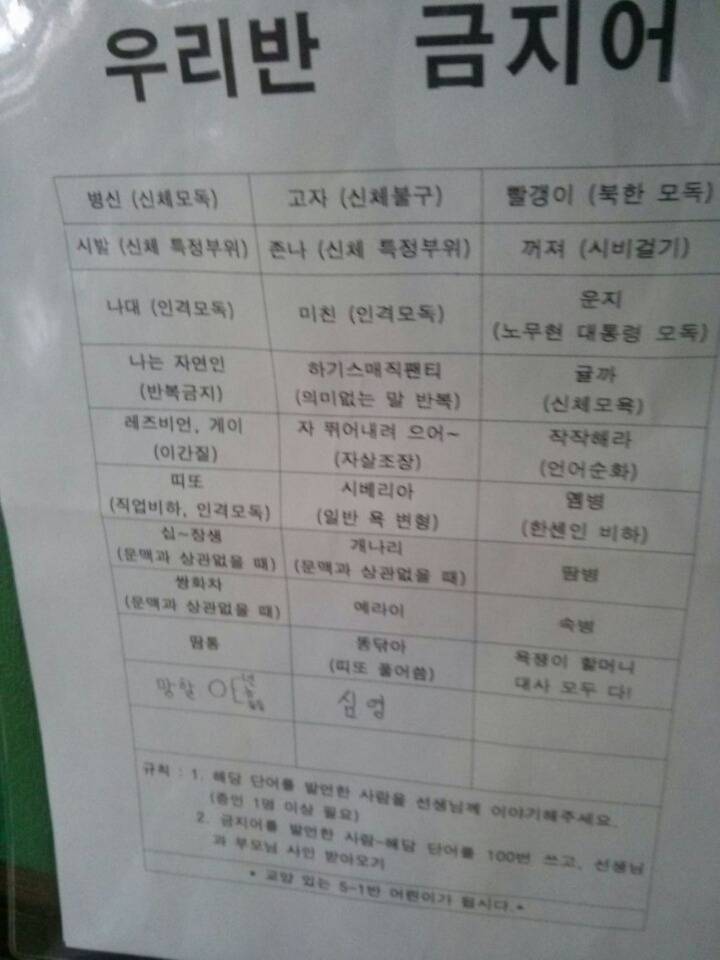 5학년 우리반 금지어 | 인스티즈