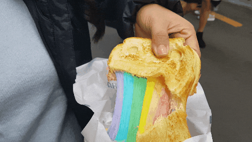 아침에 토스트! 레인보우 무지개 치즈토스트 gifjpg | 인스티즈