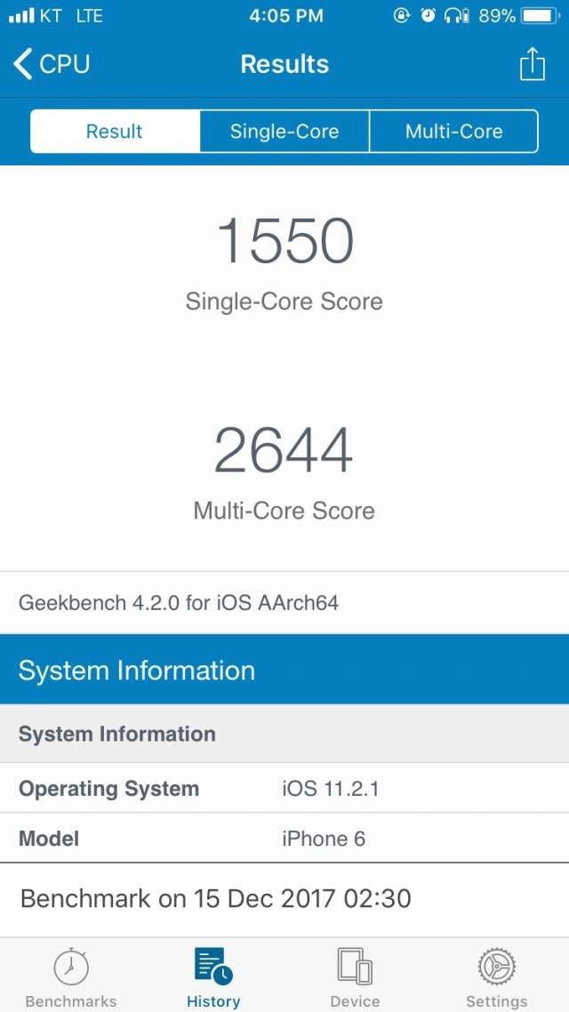 아이폰6 배터리 교체 전/후 벤치마크 점수 차이 | 인스티즈