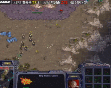 [스타1] 임요환급 심리전으로 박성준의 저그 후두려패는 한동욱.gif | 인스티즈