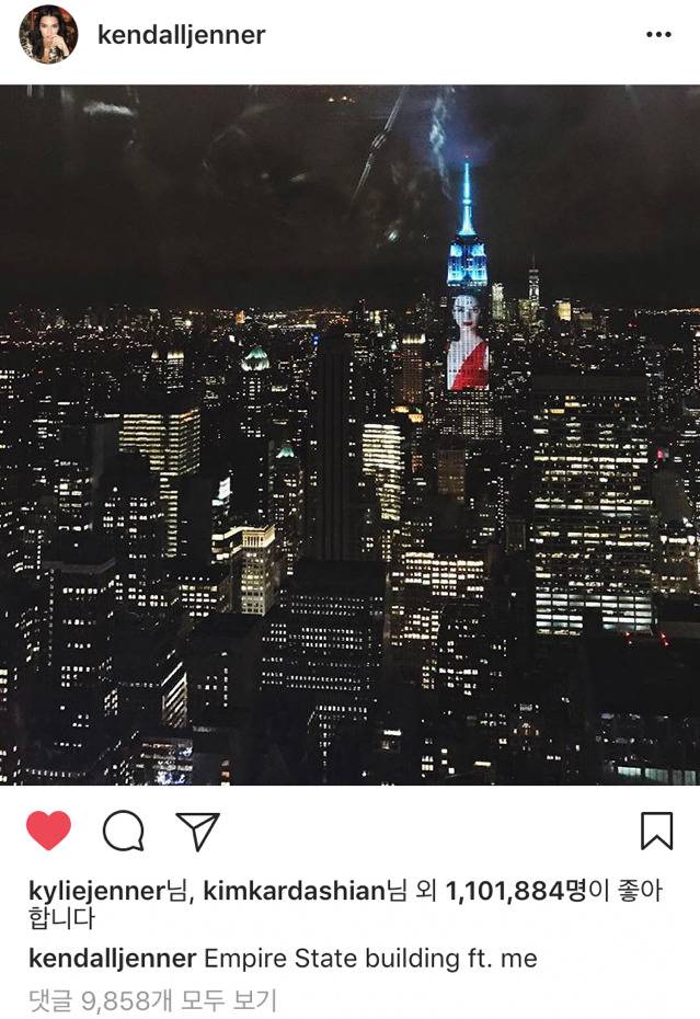 엠파이어 스테이트 빌딩에 띄워진 켄달제너.jpg | 인스티즈