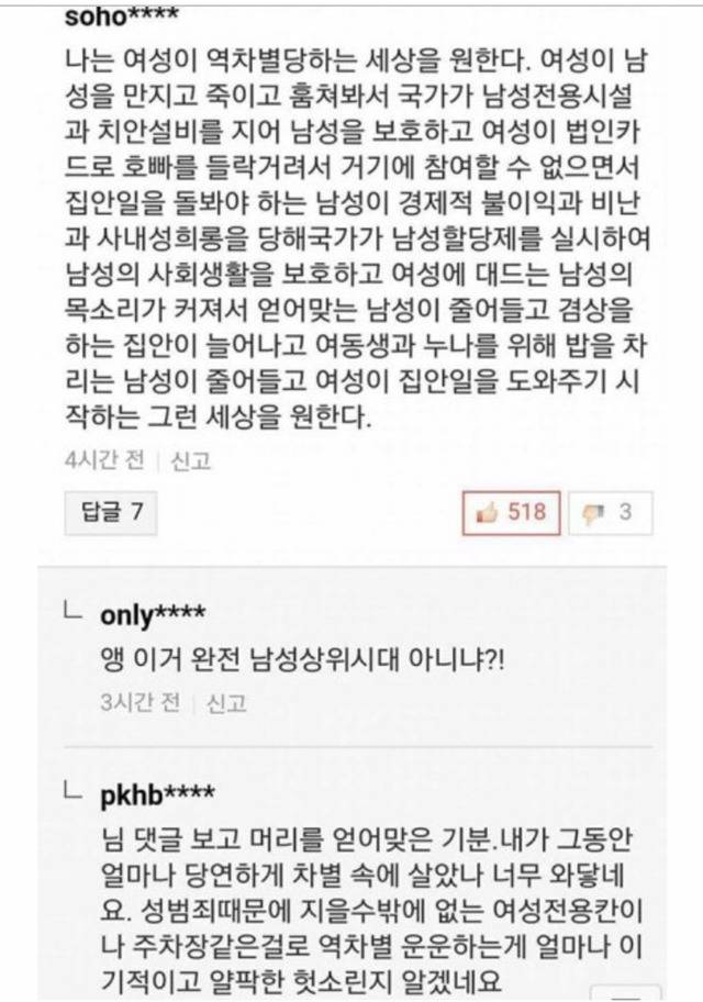 여성이 역차별 당하는 세상을 원한다.txt | 인스티즈