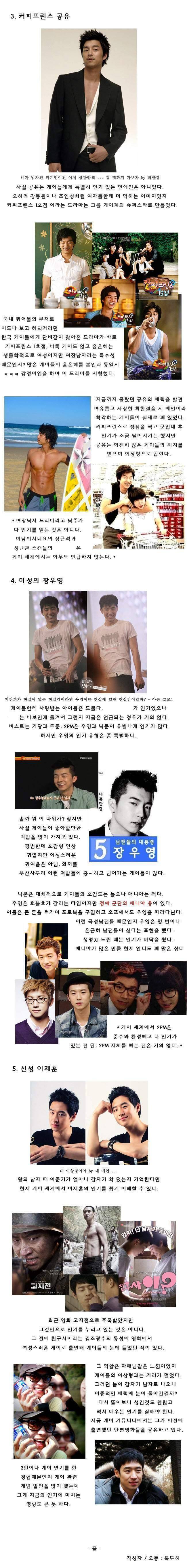 게이들이 좋아하는 남자 연예인 TOP5 | 인스티즈