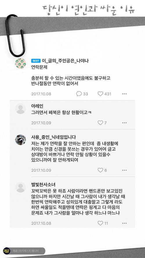당신이 연인과 싸운이유 | 인스티즈